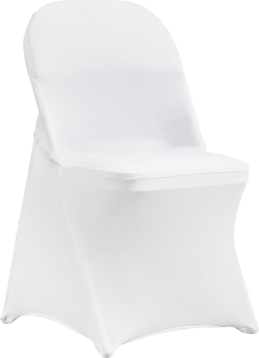 VEVOR 50 Stuks, Wit, Stoelhoezen Gemaakt van Elastisch Spandex voor Klapstoelen, Universele Pasvorm, Korte voorkant, Afneembare en Wasbare Hoezen, voor Bruiloft, Vakantie, Feest, Feest