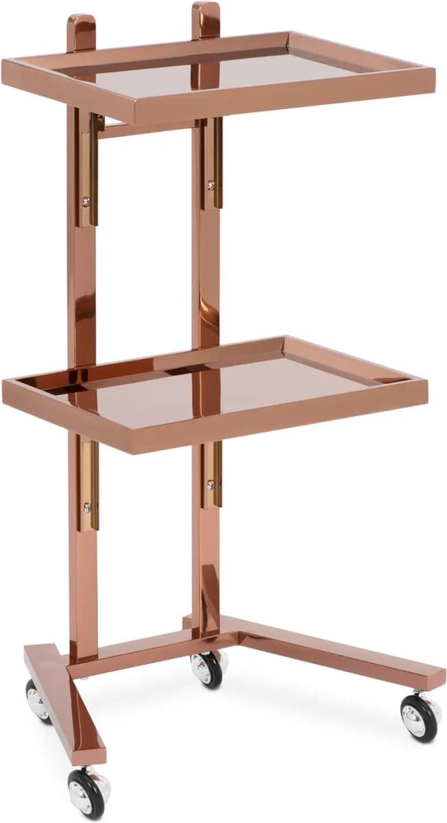Cosmeticawagen - rolwagen - 2 opvouwbare planken - tot 10 kg - rosé goud - roestvrij staal - physa