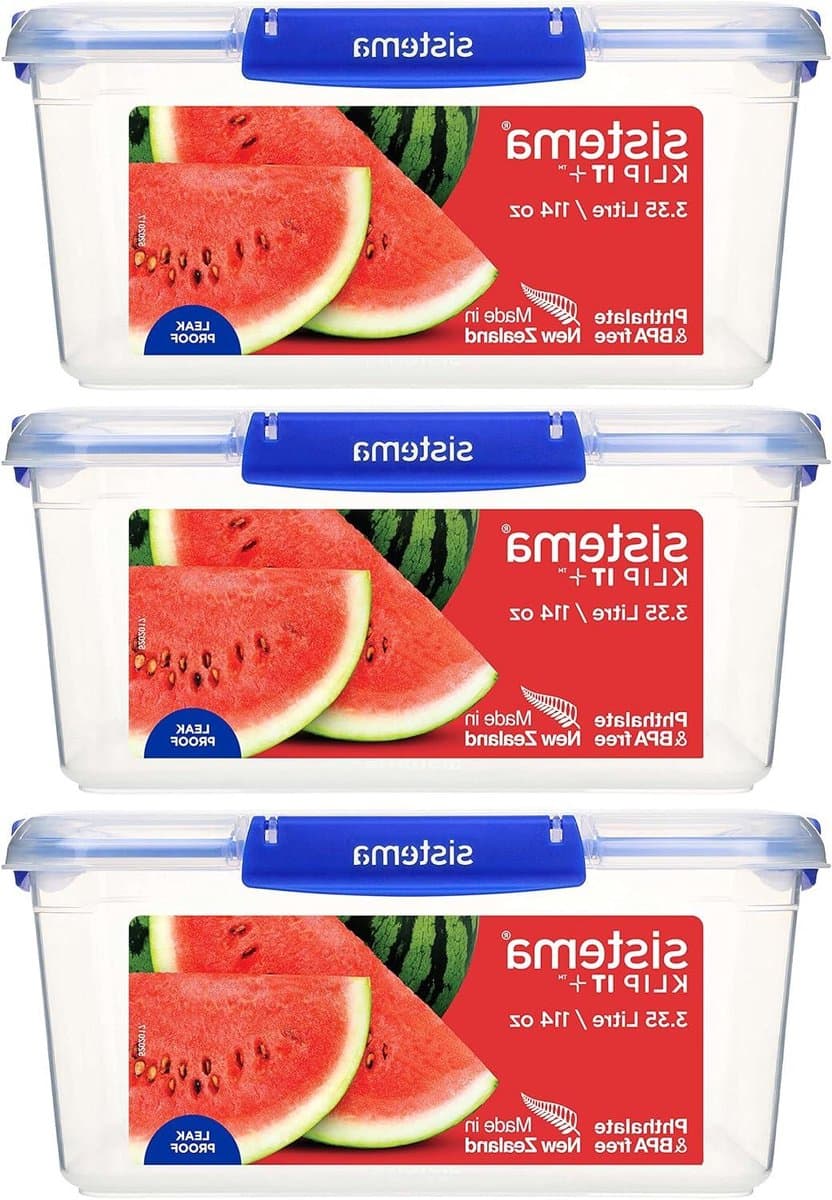 Voedselopslagcontainers 335L stapelbaar lekvrij - set van 3 - blauwe clips diepvriesdozen