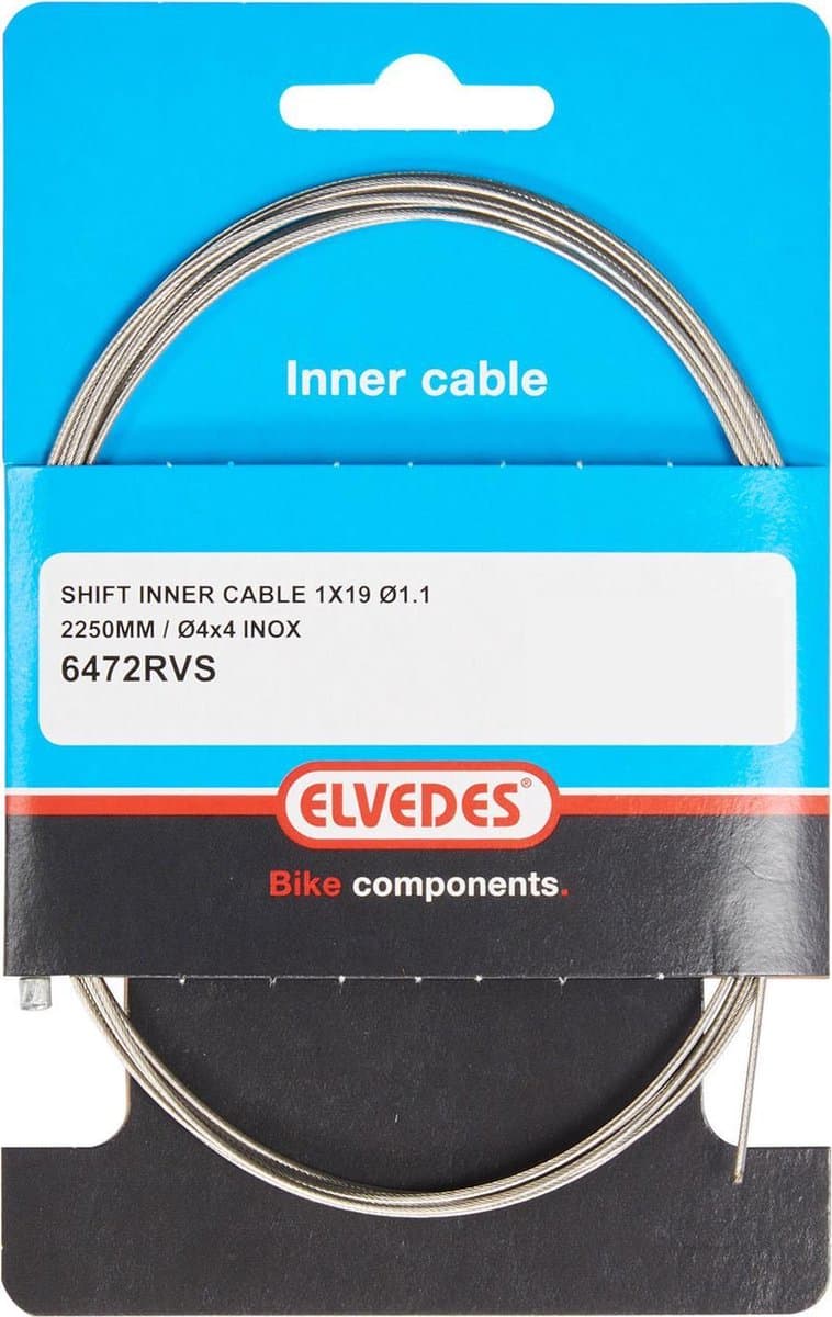 Elvedes Derailleurkabel 225 Cm / 1.1 Mm Nippel 4x4 Rvs Per 10