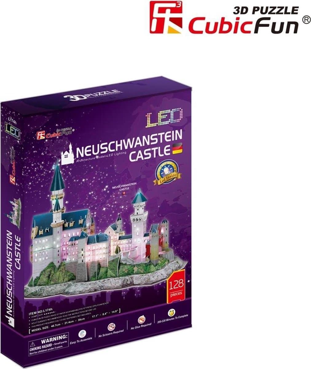 CUBIC FUN 3D Puzzel Neuschwanstein Kasteel met LED - 128 stuks