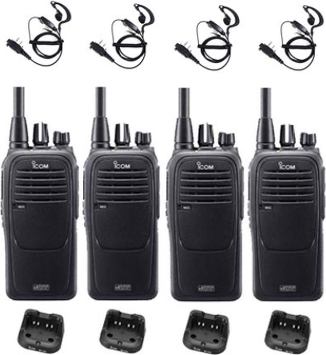 Set van 4 Icom IC-F29DR3 Digitaal portofoons met G-shape headsets