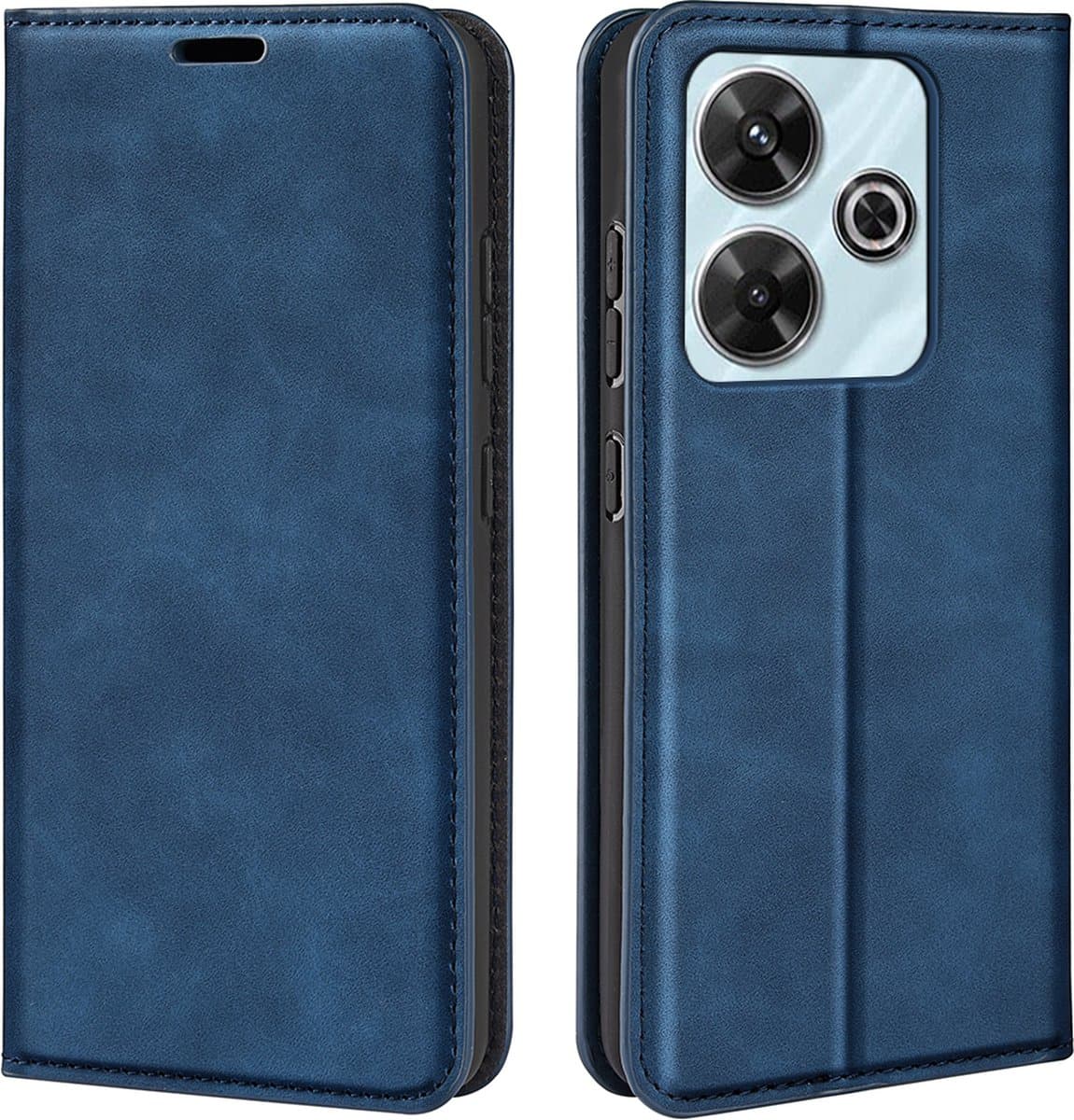 MobyDefend Hoesje - Geschikt voor Xiaomi Redmi 13 4G - Luxe Wallet Bookcase (Magnetische Sluiting) - Blauw