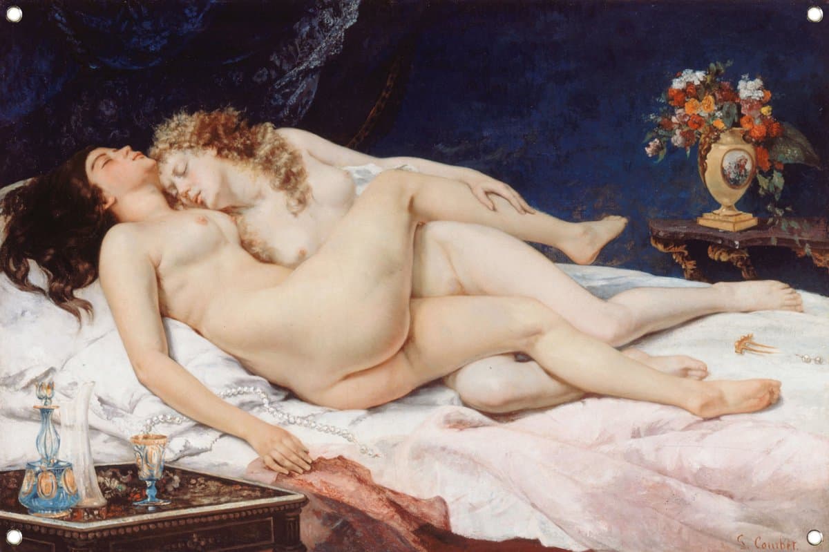 De slapers - Gustave Courbet tuinposter - Figuren tuinposter - Tuinposter Mensen - Tuinposters - Tuin poster - Tuindecoratie wanddecoratie tuinposter 120x80 cm