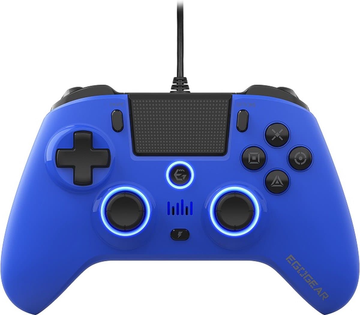 EgoGear - SC10 Bedrade Controller Blauw met audio hoofdtelefoonpoort voor PS4 en PC