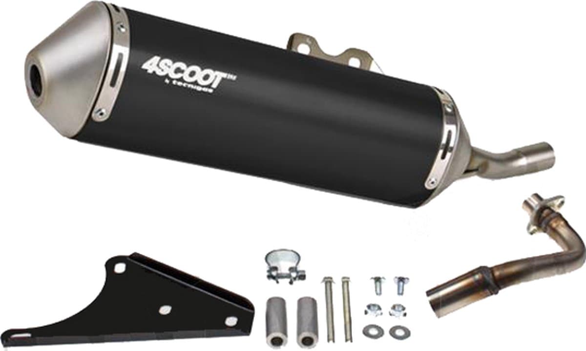 Uitlaat Tecnigas 4scoot (Zwart) Vespa Lx 50 4t / Vespa S 4t / Primavera 4t / Sprint 4t / Piaggio Zip 2000 4t 2 Kleppen Motor