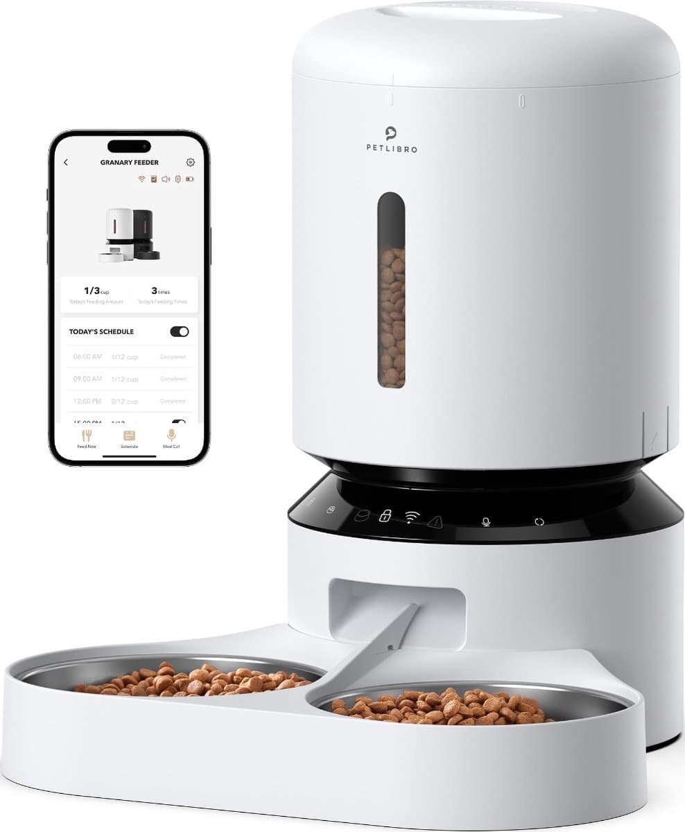 Petlibro Granary - Dubbele Automatische Voerbak met WiFi 5L Wit