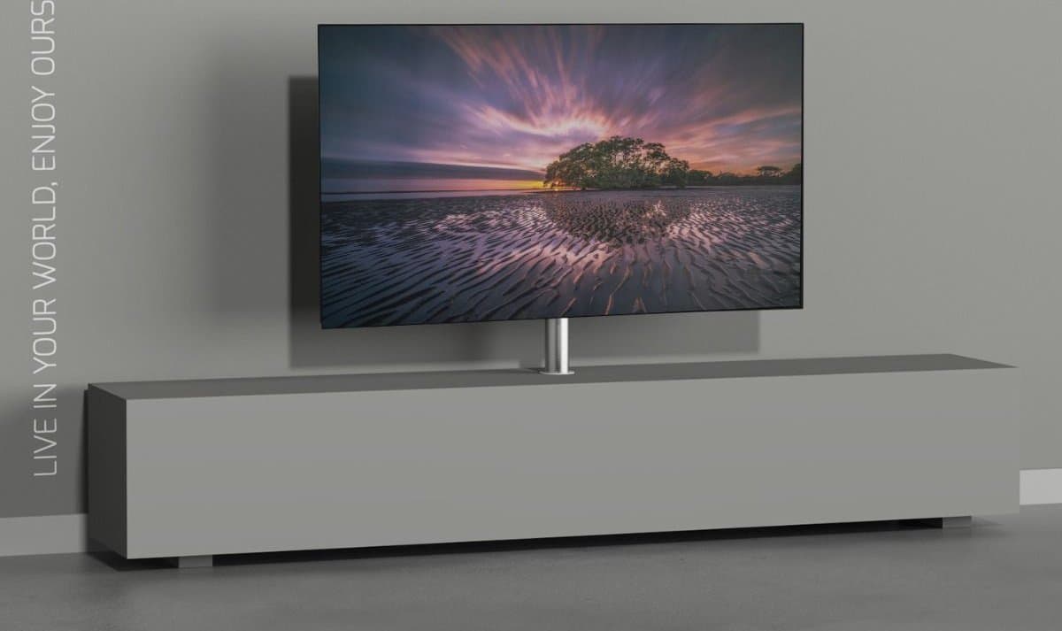 Cavus Mount 150S - Tv Meubel Inbouw Set - Ø 60 mm Kolom Geborsteld RVS & VESA 200x200 montageplaat