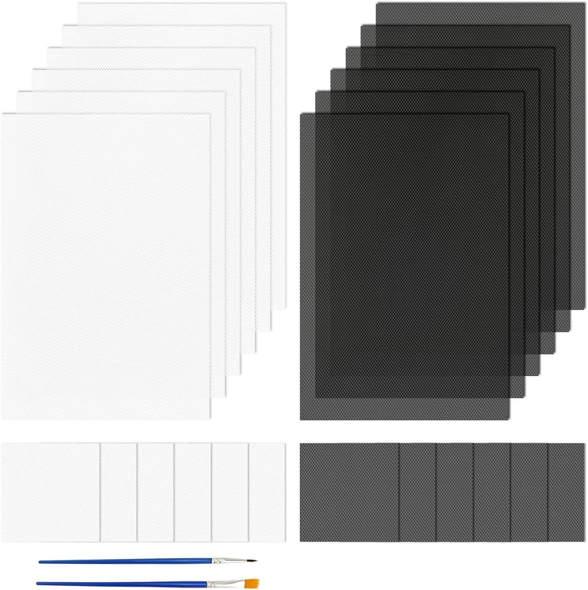 24 Vel Witte Kunststof Mesh voor Dierenogen met 2 Verf Penselen - Waterdicht PVC voor Cosplay en Creatief Gebruik (20x30cm, 10x10cm)