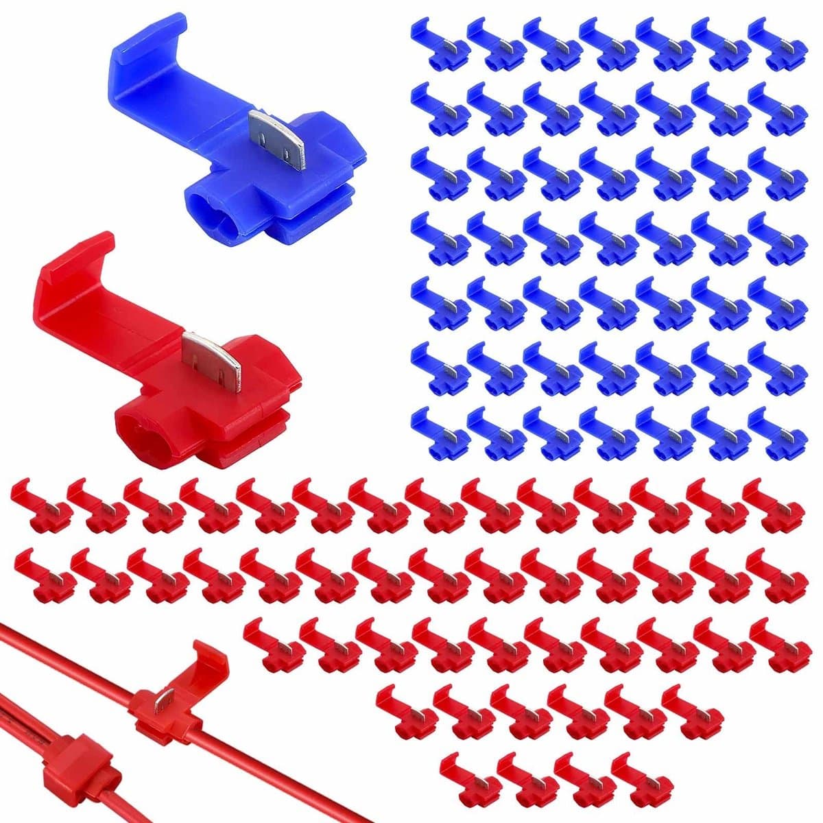 Dailygoods - 100 Stuks Stroomdief Auto Aftakverbinders in Rood en Blauw