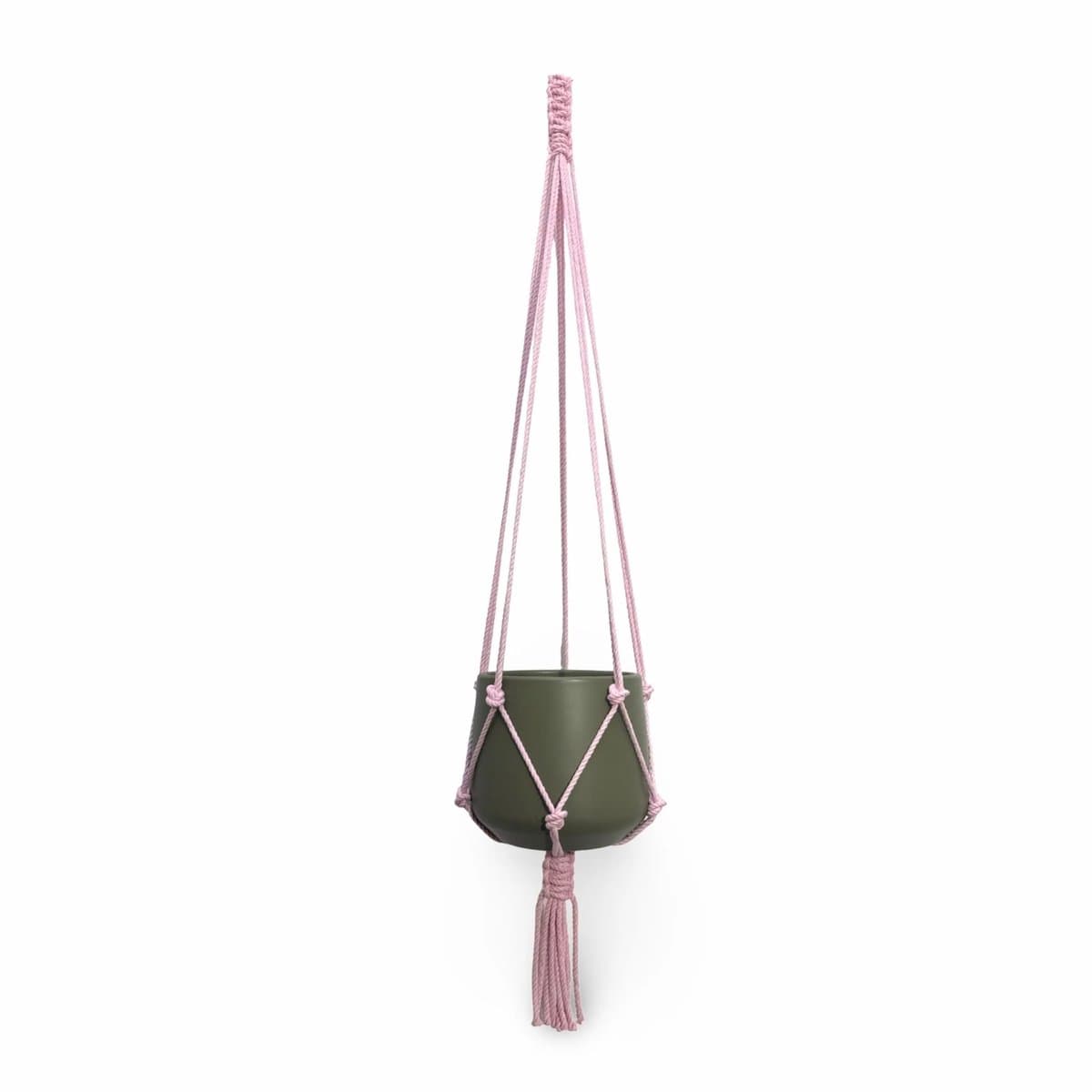 Plantenhanger 'Classic' - Kies kleur en lengte - Baby Roze - 80 cm lang - Katoenkoord - Geschikt voor Pot met Diameter t/m 20 cm - Handgemaakt in ons Macramé Atelier - Prijs per Stuk - Let op: Exclusief Pot - Inclusief Verzendkosten