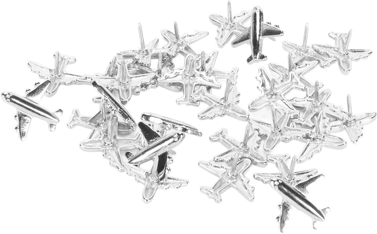 Vliegtuig Duwpennen - Decoratieve Punaises - Muur Decoratie - Uniek Vliegtuigontwerp - 30 Stuks - Zilver
