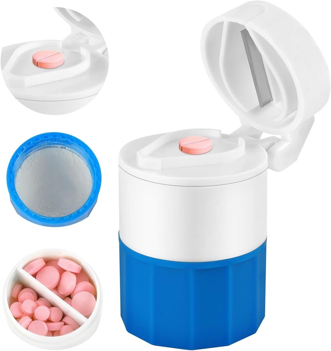 Multifunctionele 4-in-1 Tablet Verpulveraar met Snijfunctie, Opbergcompartiment en Waterreservoir voor Snelle Tablet Koeling