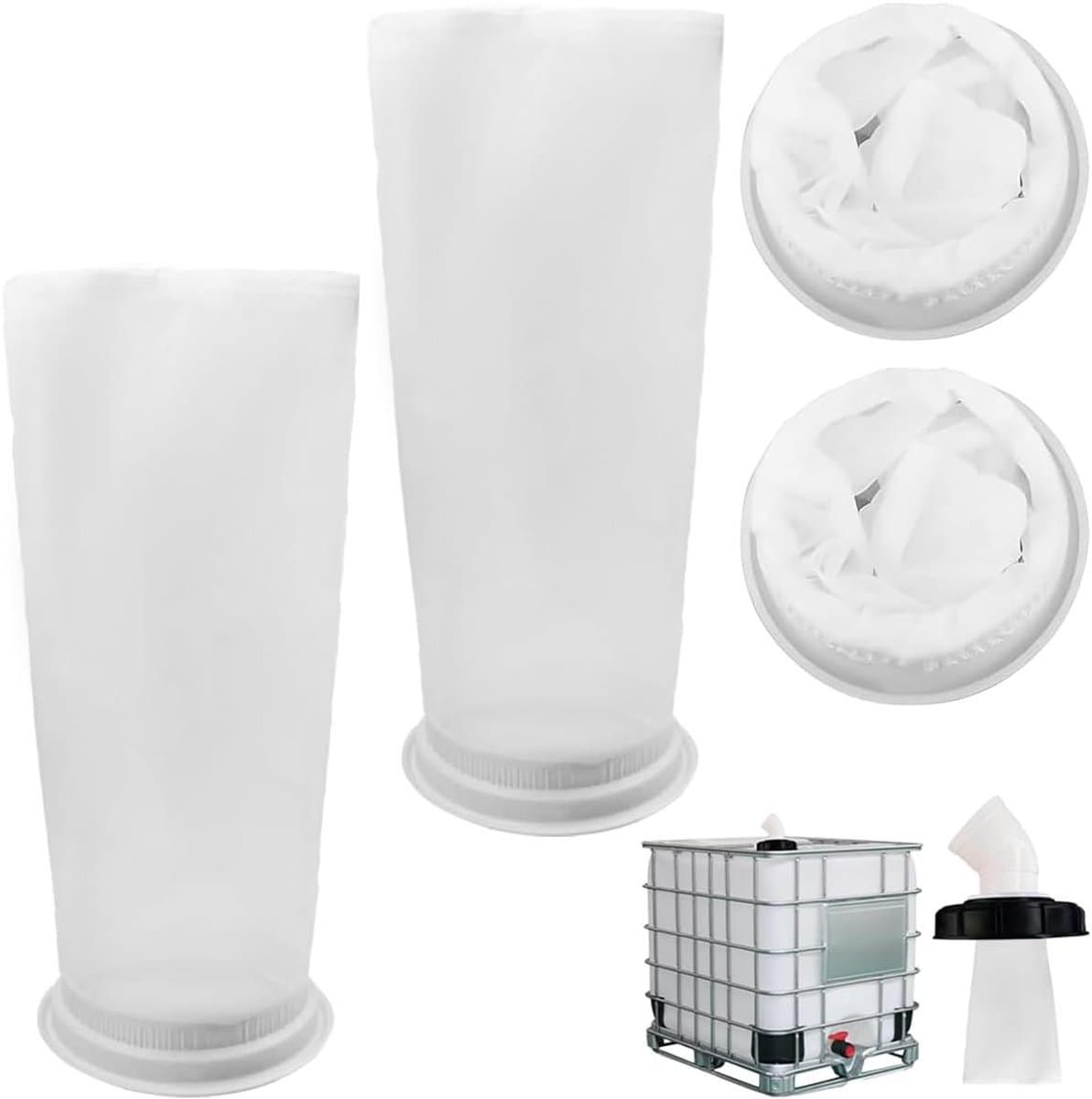 IBC Dekselfilter - Regenton Filter - Water Zuiveren - Fijnmazig 200 Mesh - 4 Stuks 10.5cm - Wit