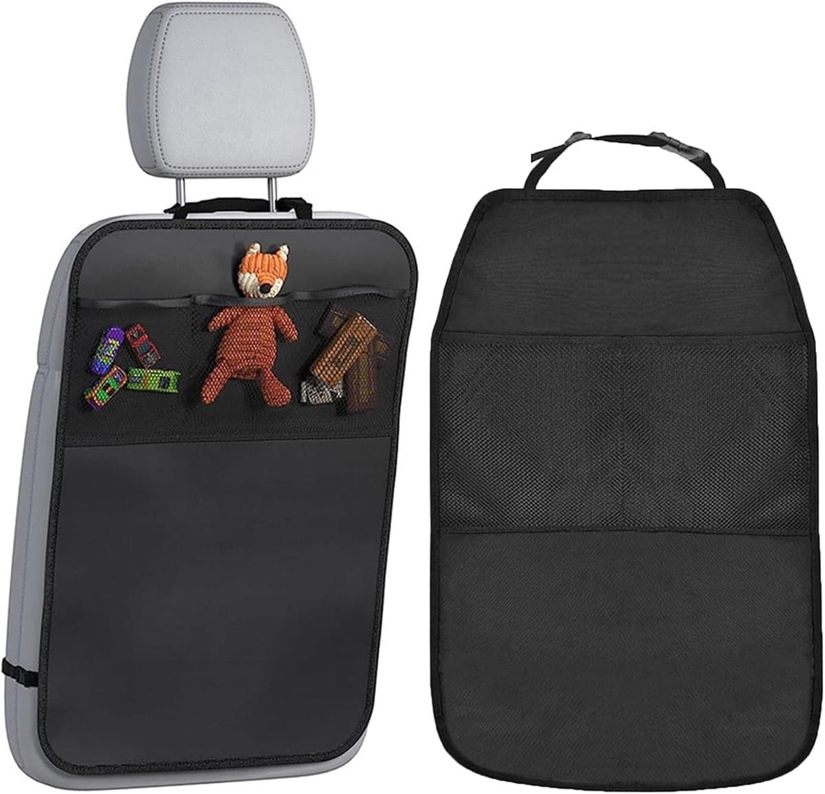Zwarte Auto Stoelbeschermer - Waterdichte Achterbank Organizer met Opbergvak - Vouwbaar en Spanningsmonteur 66.5 x 66.5 x 66.5 cm