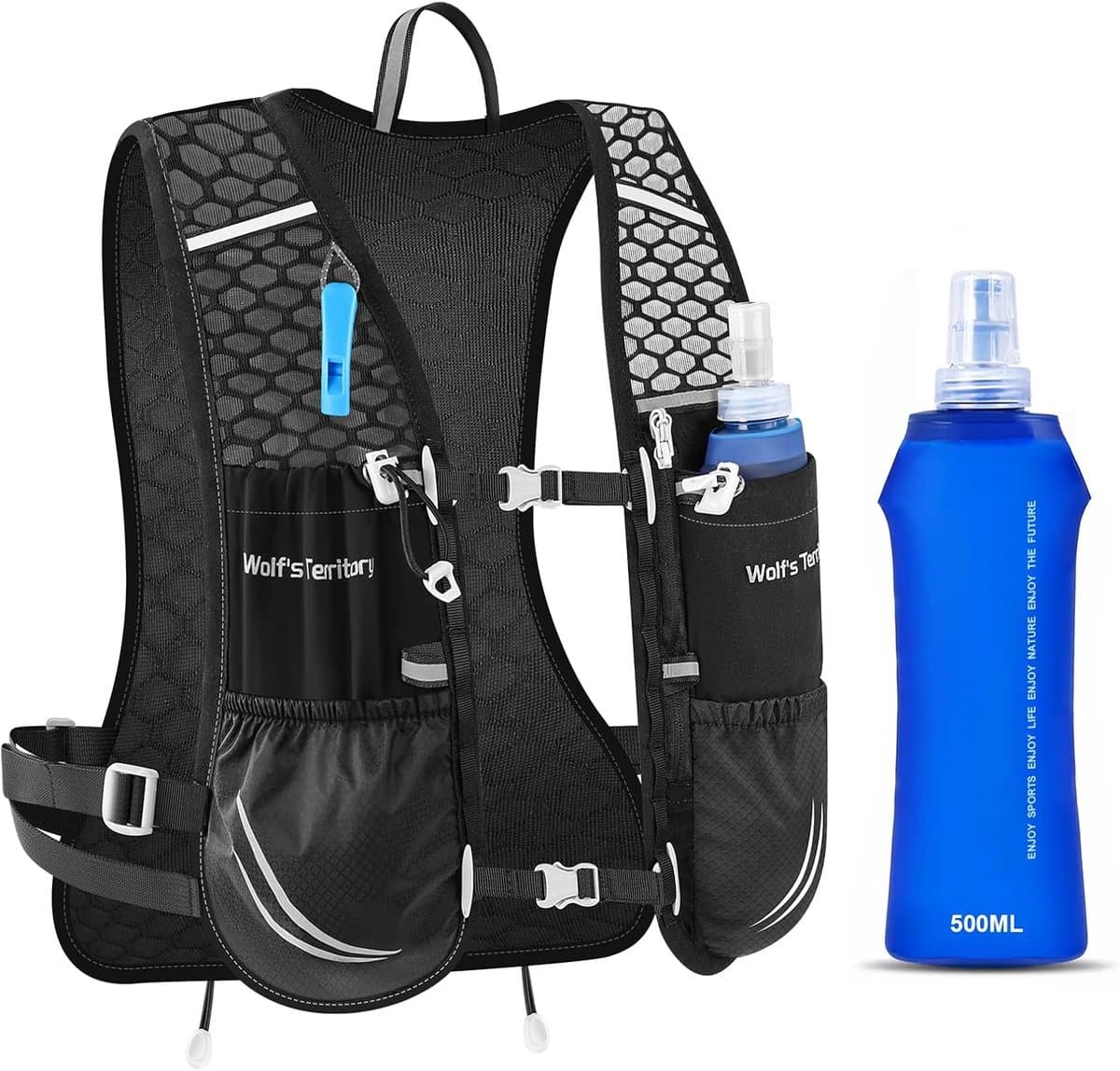 Hardloopvest - Drinkvest - Sporten - Verstelbare banden - 32 x 32 x 1 cm - Zwart
