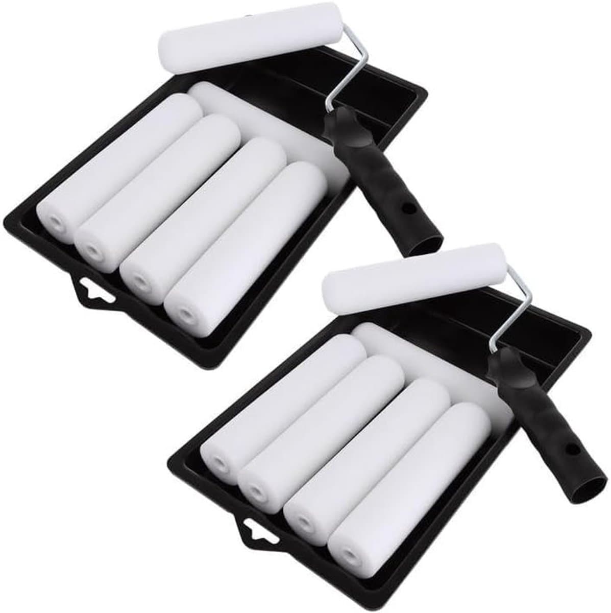 Dailygoods- Verfrollerset 155 mm - Schuimroller met hoge dichtheid - Geschikt voor muren/plafonds/hout/metaal - Gelijkmatige kleurafgifte - Roestvrijstalen rolframe - Verfrol