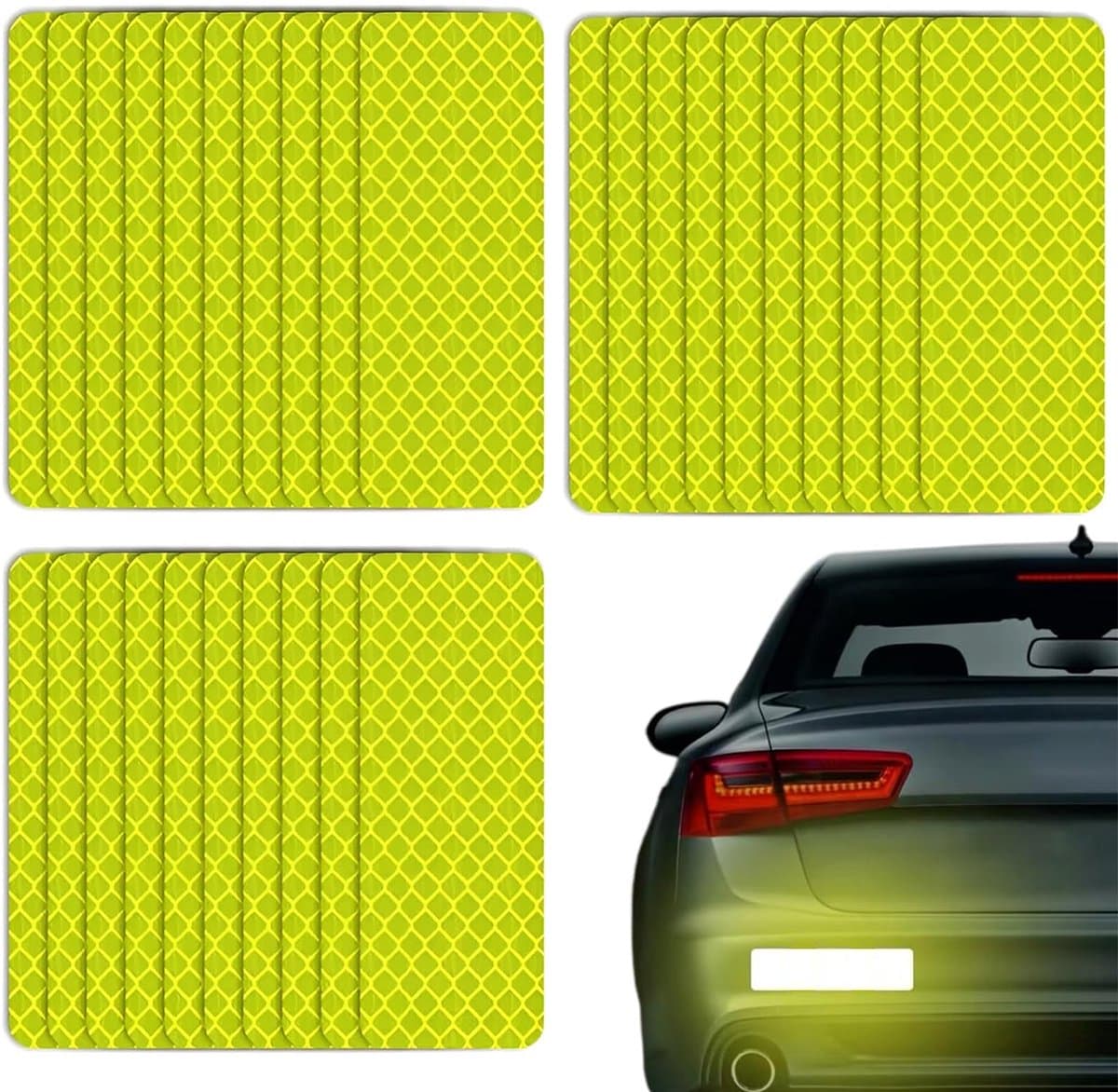 Dailygoods- Reflectiestickers 30 Stuks - Zelfklevende Reflector Stickers - 3 x 8 cm - Veiligheidsreflector - Hoge Reflectiviteit - Fluorescerend Groen - Veiligheidsstickers
