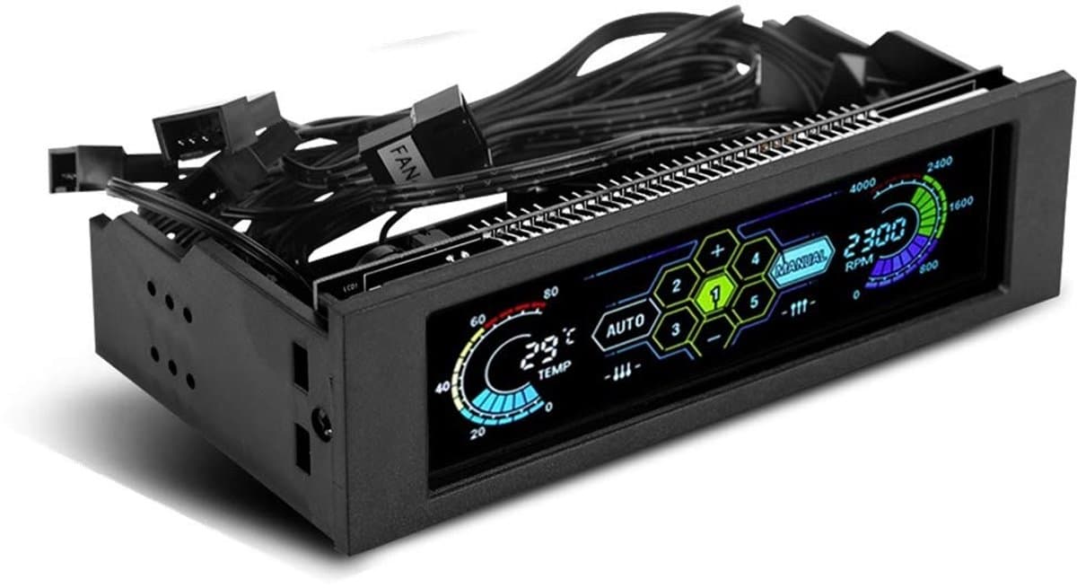 Dailygoody - PC Fan Controller - Temperatuursensor - LCD Display - 5V-12V - Koeling - Ventilator - Geschikt voor computer - Zwart