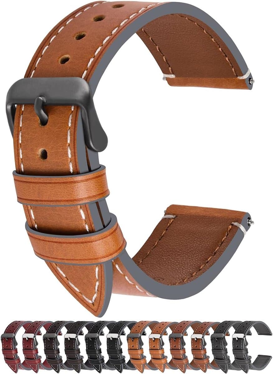 Kleurige Wax Leren Horlogeband voor Smartwatch - 18mm, 20mm, 22mm en 24mm - Duurzaam en Stijlvol