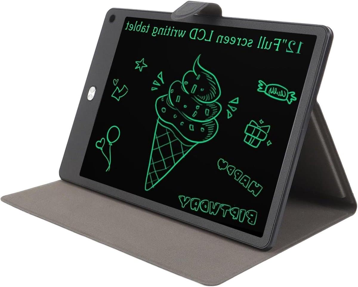 Schrijftablet - Tekentablet notitieblok - Ideeën vastleggen - Oogvriendelijk display - 12 inch - Zwart