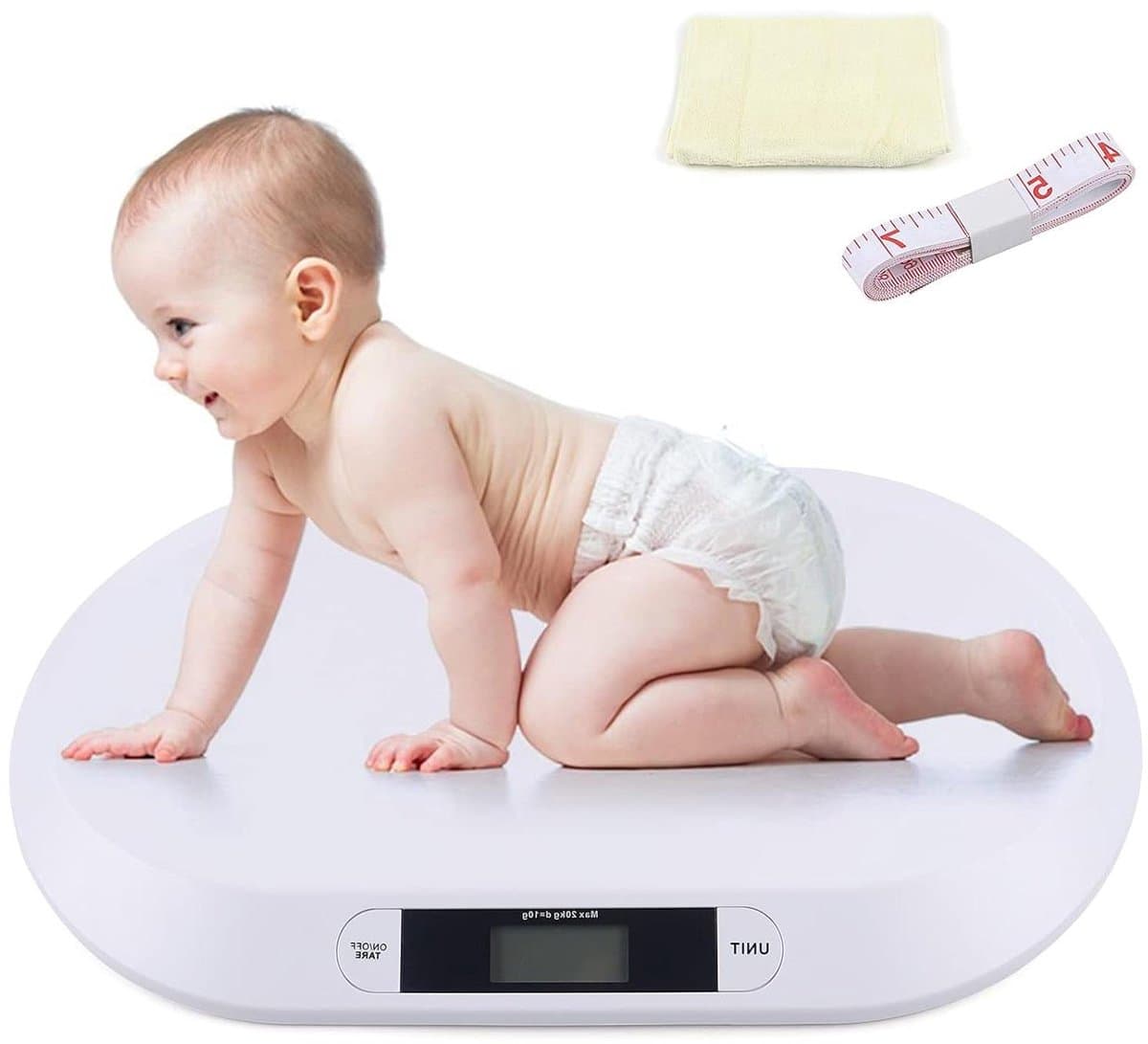 Digitale Babyweegschaal - Kinderweegschaal Zuigelingenweegschaal - Groei Monitoren - Tarra Functie - 20 kg - Wit