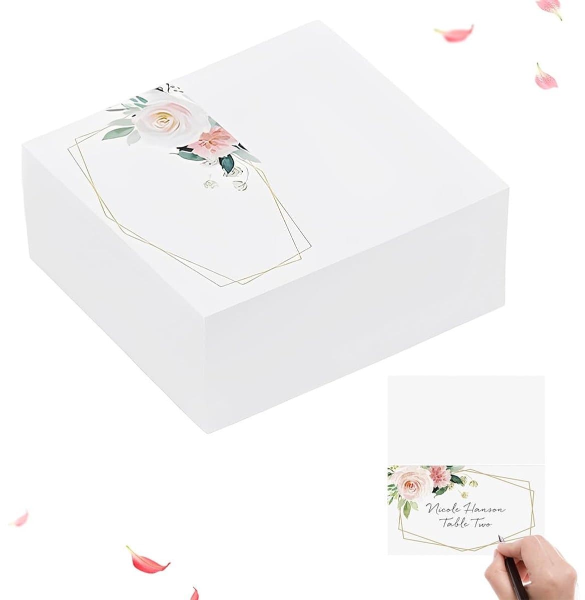 Dailygoods- Tafelkaarten 50 stuks - Aquarelbloemmotief - Bruiloft/Verjaardag - Decoratie - Gastgeschenken - 5 x 9 cm - Plaatskaarten