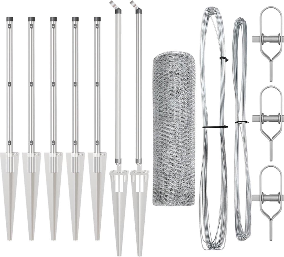 vidaXL - Hexagonaal - hek - met - paal - 10 - x - 1 - m - Gegalvaniseerd - staal - Mesh