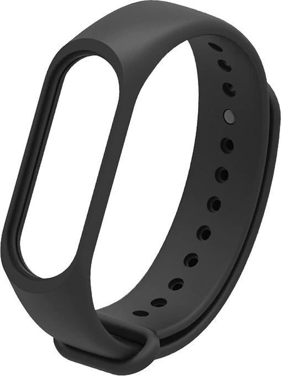 Siliconen bandje geschikt voor Xiaomi Mi Band 5 & 6 - Zwart