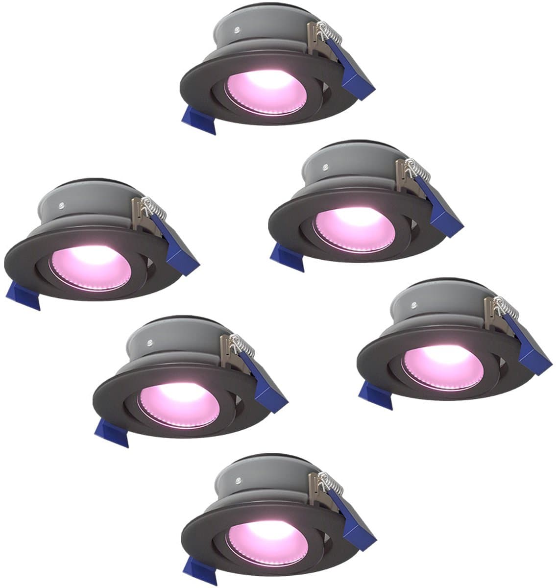 Set van 6 Smart Lima LED inbouwspots - Kantelbaar - Dimbaar - RGBWW - IP65 waterdicht en stofdicht - Buiten - Badkamer - GU10 verwisselbare lichtbron - 5 Watt - Veiligheidsglas - Zwart - 2 jaar garantie