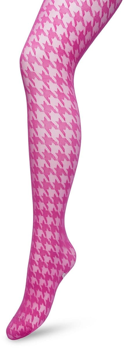 Bonnie Doon Houndstooth Panty 50 Denier Roze Dames maat L/XL - Pied de Poule - Print - Gladde Naden - Maximaal Draagcomfort - Houndstooth Tights - Chique Panty - Feestelijk - Fel Roze - Rose Violet - BP221903.339