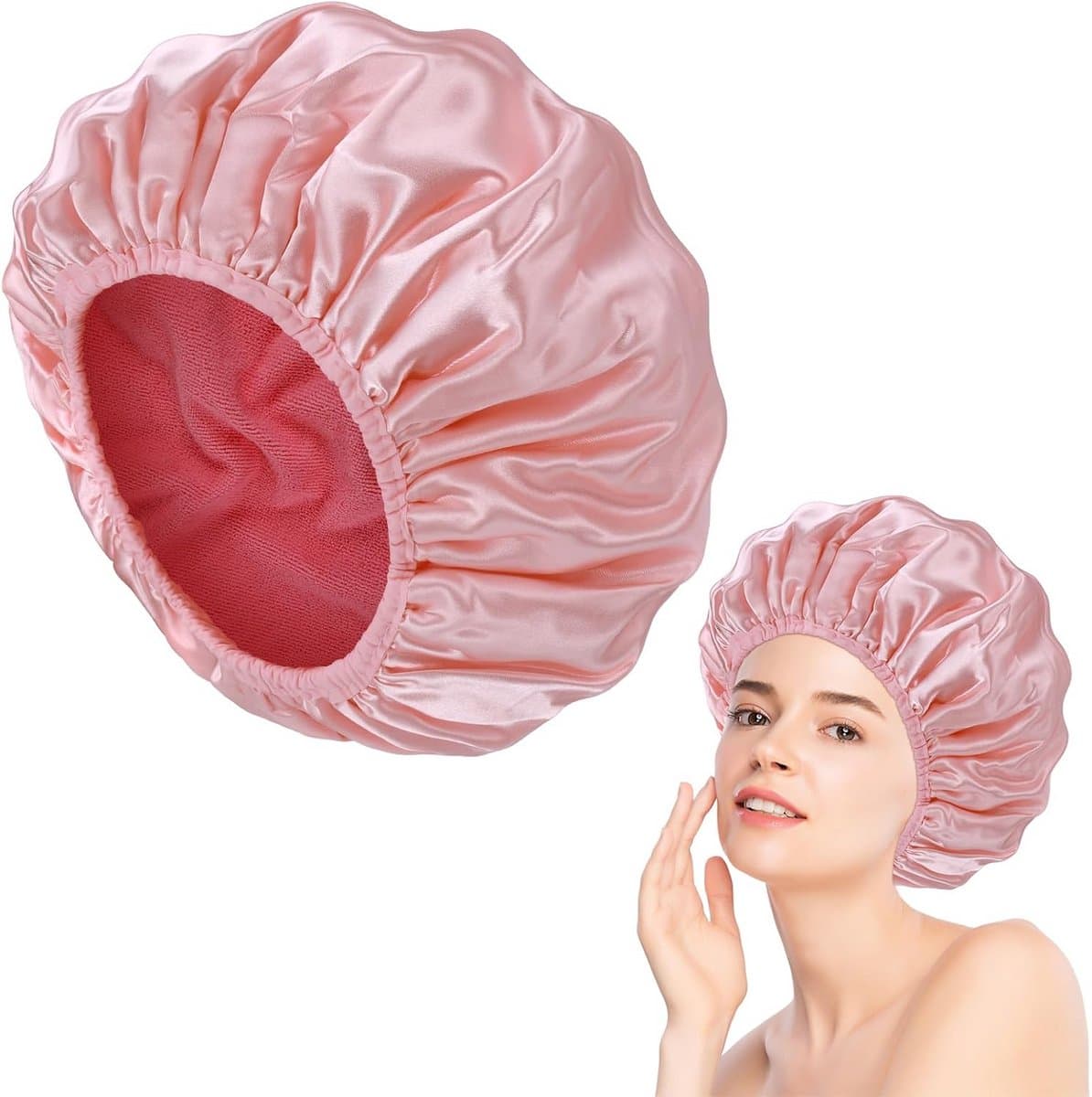 Drielaagse Waterdichte Douchemuts voor Vrouwen - Herbruikbare Badaccessoires voor Lang Haar