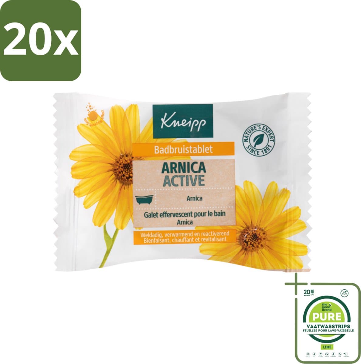 20 x Kneipp - Badbruistablet - Arnica - Grootverpakking - Arnica Badtablet - Verwarmend Bad - Spierherstel - Ontspanning - Wellness