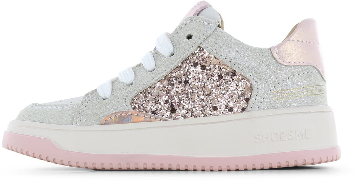Shoesme Roze Sneaker Met Glitters - Sneakers Kinderen - Meisjes - Beige Pink Glitter - Pailletten - Maat 27