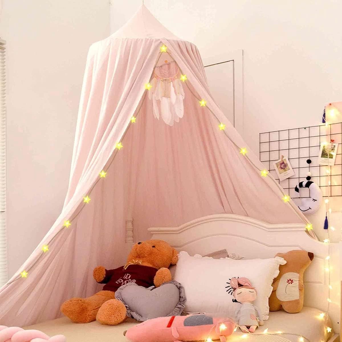 Bedhemel Kinderen - Speeltent Decoratie - Slaapkamer Inrichting - Eenvoudige Montage - Hoogte 2.7 Meter - Beige Roze