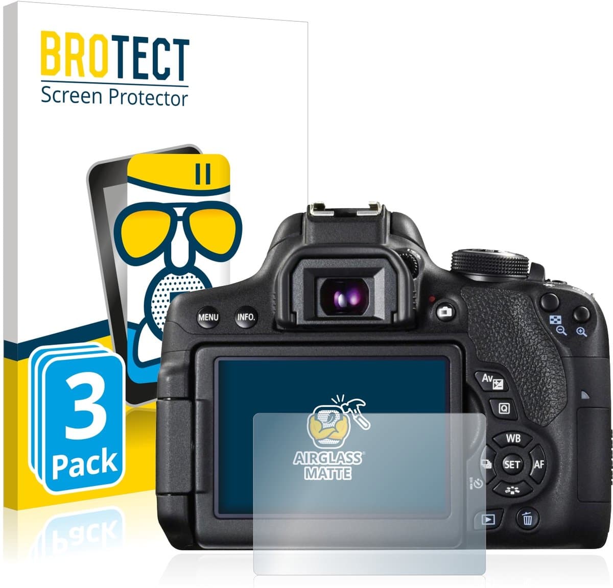 BROTECT - Screenprotector voor Canon EOS 750D - Folie Beschermfolie Beschermglas matte 3 Stuks