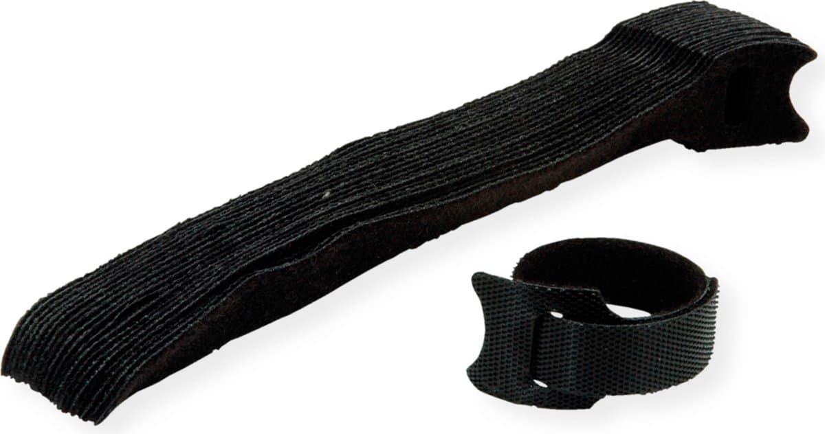 VALUE Klitteband met lus, 20 stuks, 20mm, zwart, 15 cm