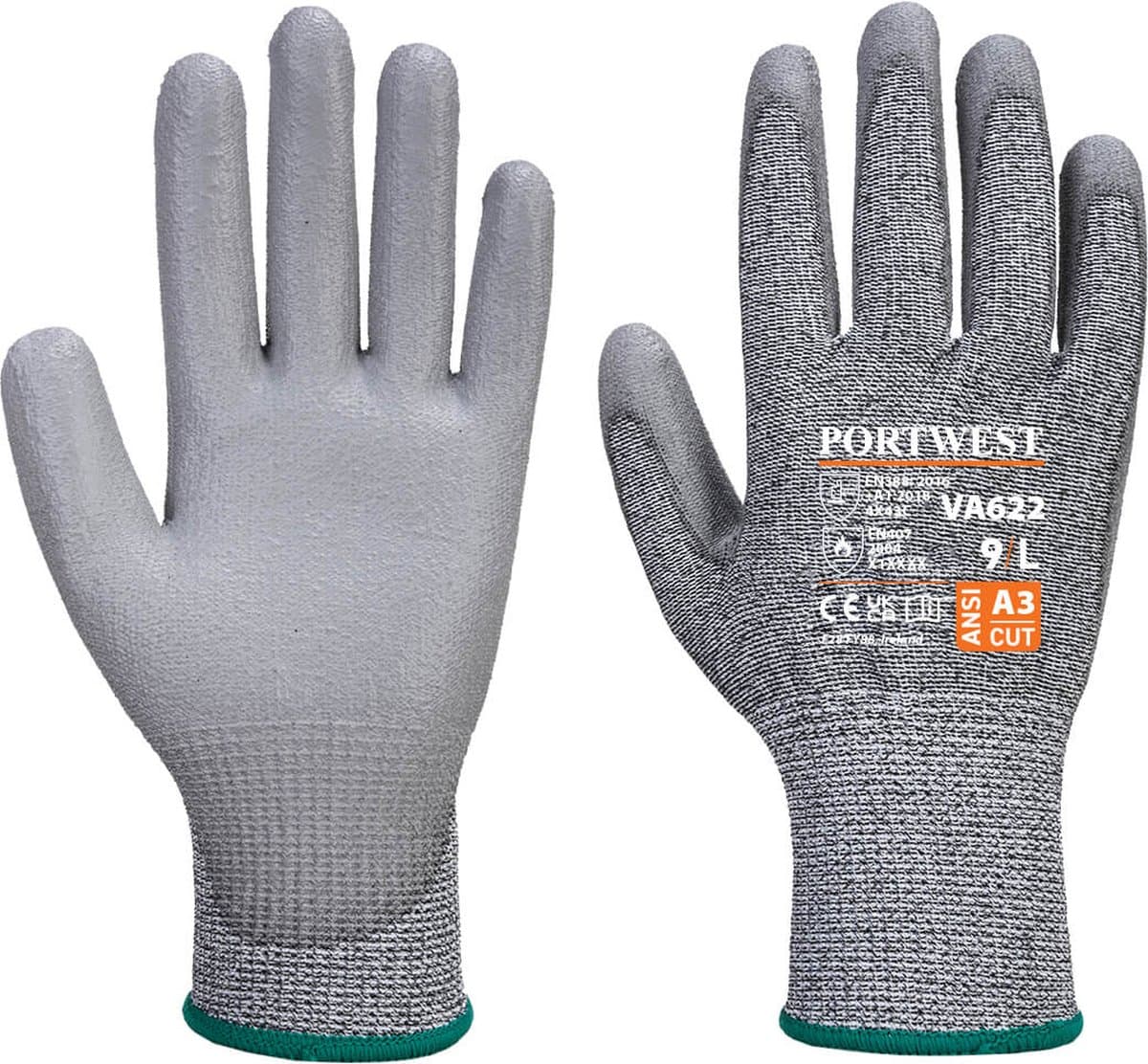 Portwest Snijbestendige handschoen, klasse C EN388-2016, met PU handpalm voor uitgifteautomaten - Grijs - XXL