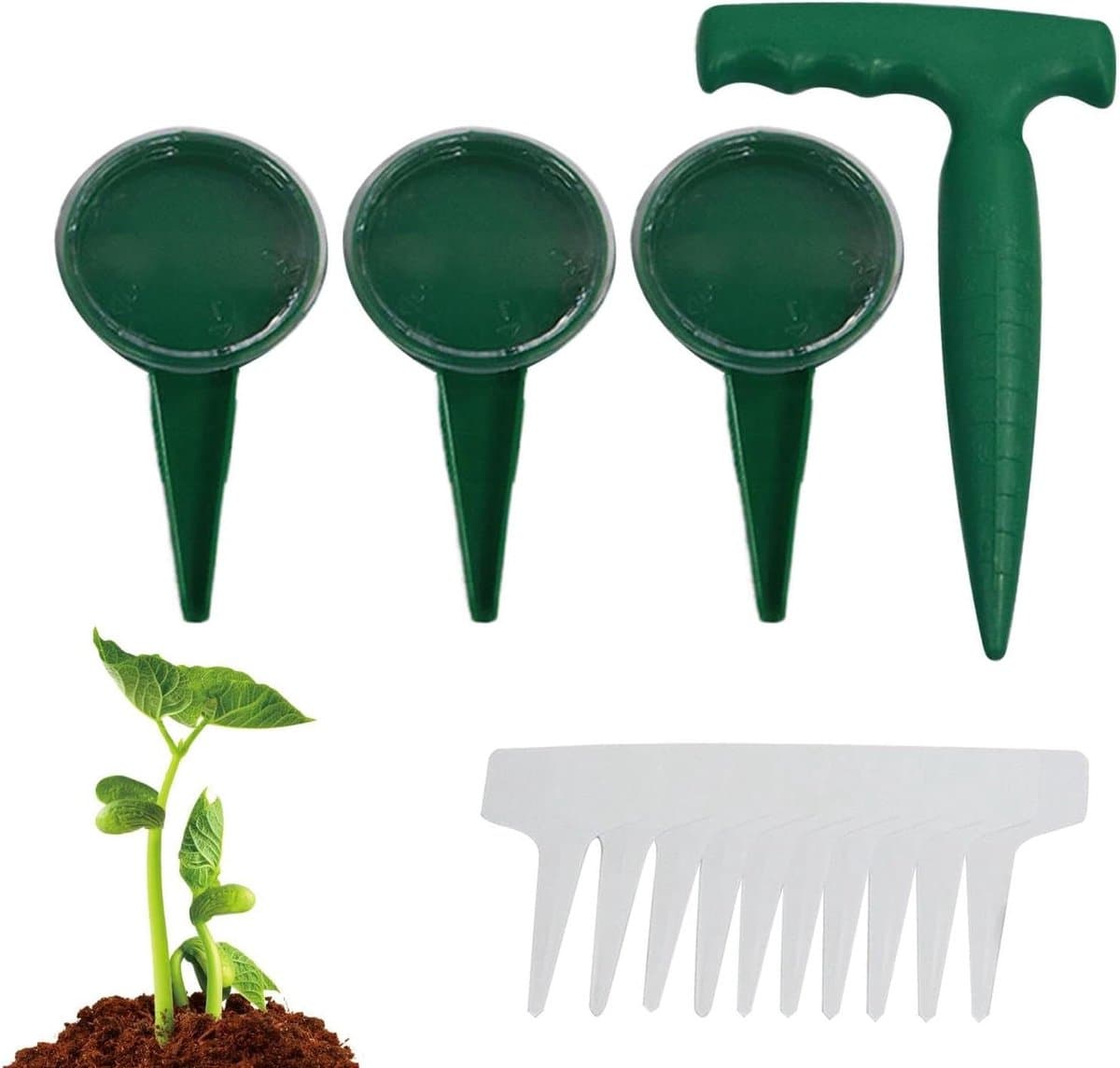 Tuin Spacer Tool - Zaailing Dispenser - Nauwkeurig Zaaien - Fluorescerend Groen - 18 x 19 cm - Donkergroen