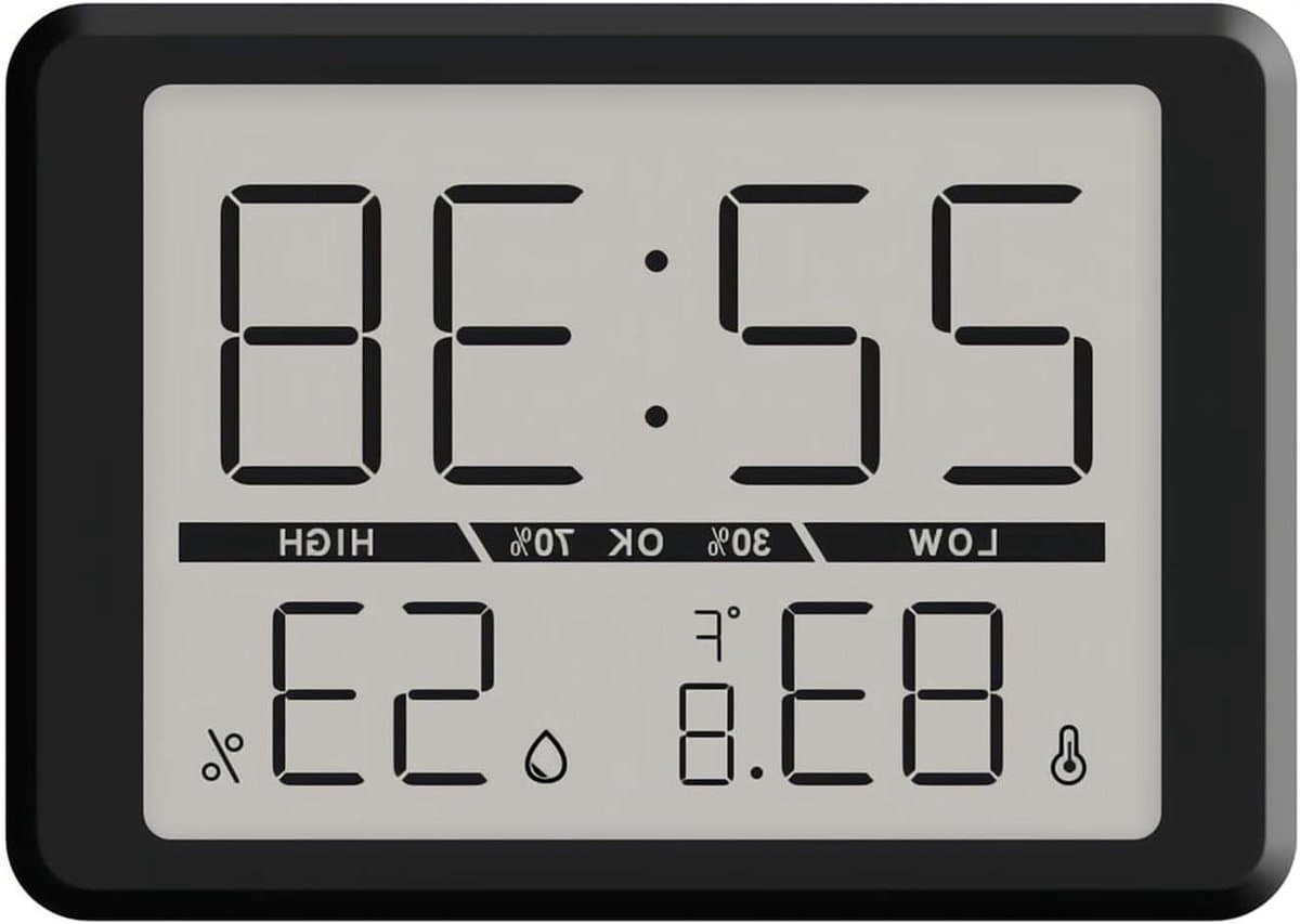 Digitale Wekker - Mini Klok Temperatuur - Omgeving Monitoren - Magnetische Plaatsing - 10.5 x 7.5 x 2 cm - Zwart