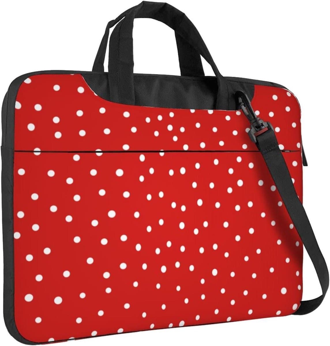 Laptoptas - Schoudertas Laptop - Veilige Opslag - Verstelbare Banden - 15.6 inch - Rood Wit Stippen