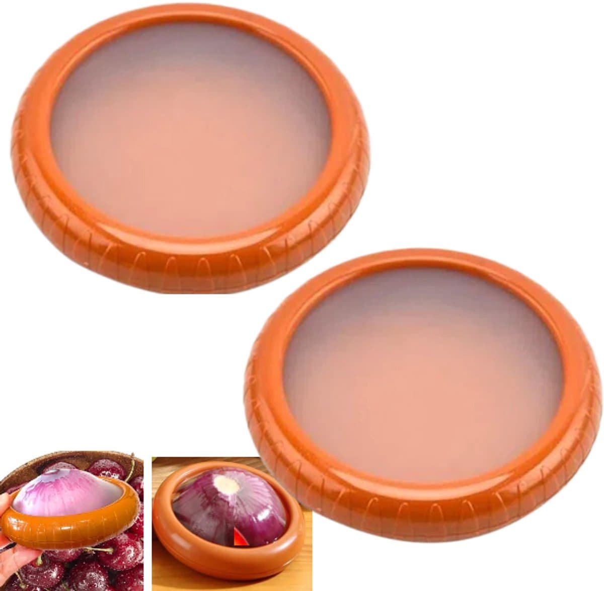2 stuks- fruitbewaardoos - Uienbewaardoos voor in de koelkast - Koelkastorganizer - Bewaardoos voor groenten en avocado's - Bruin - 12,5*12,5*2,5 cm - Herbruikbaar - Goede afsluiting - Geschikt voor het bewaren van citroenen, uien, tomaten en snacks
