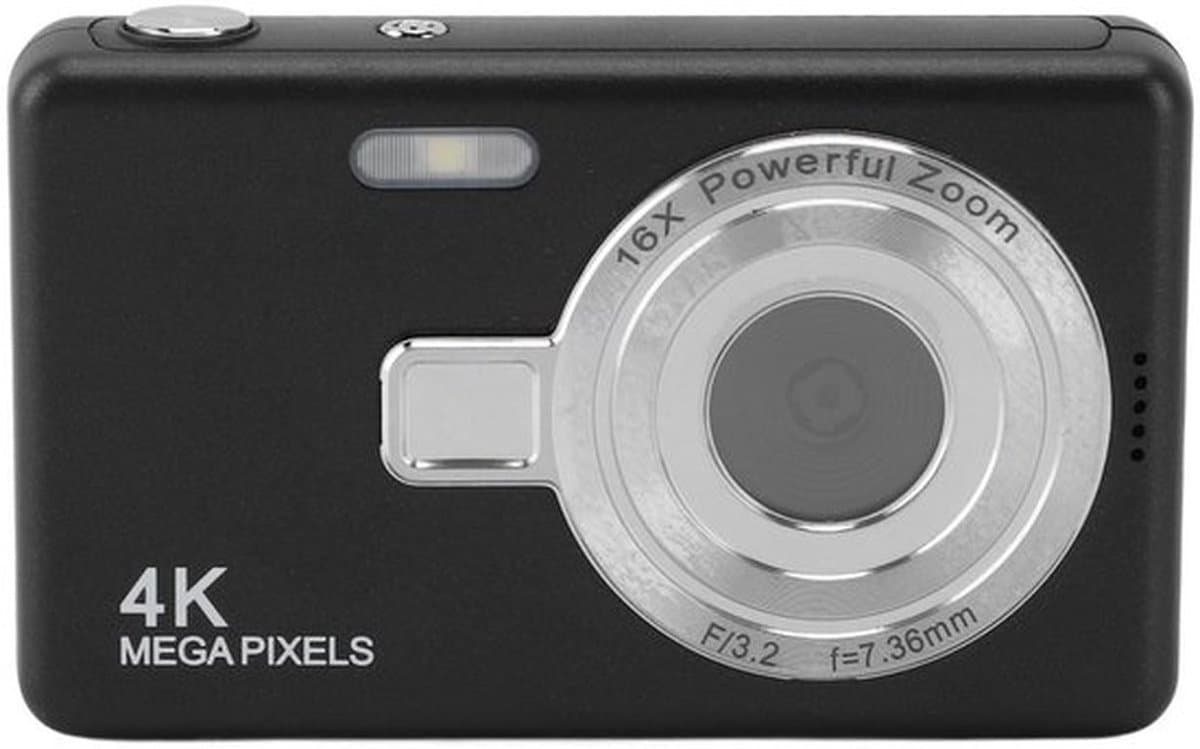 Digitale camera 12MP 1080P 16X zoom autofocus pocketcamera voor student vlog (ZWART)