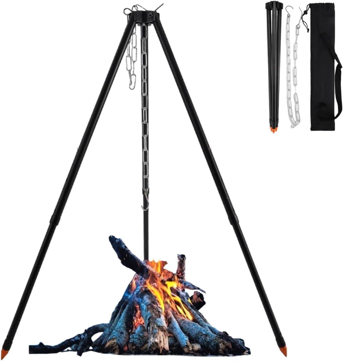 Duurzaam Kookstatief voor Buitenkoken - 110CM Tripod voor Kampvuur, Grill en Outdoor Koken met Aluminium Legering