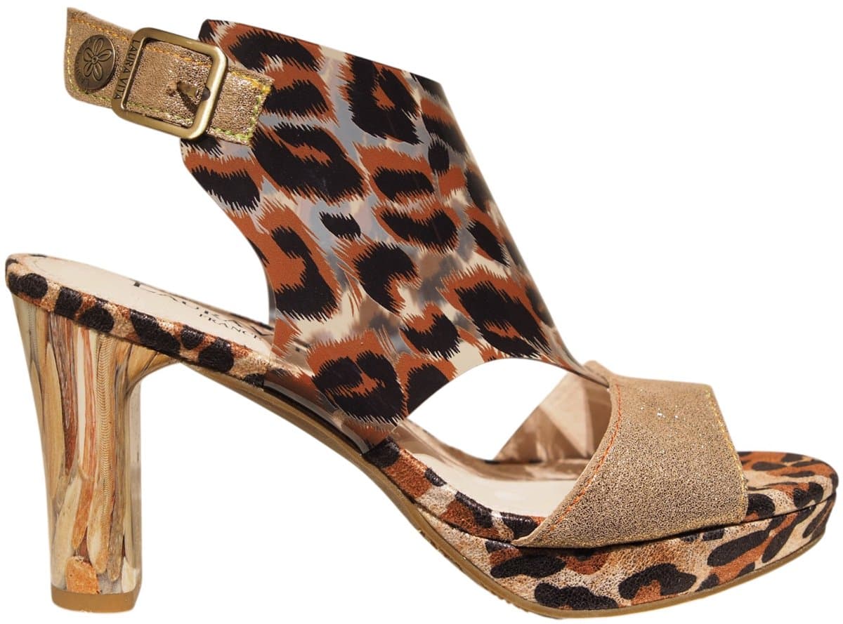 Laura Vita dames peeptoe pumps met luipaardprint - Hicao 0423 Bruin