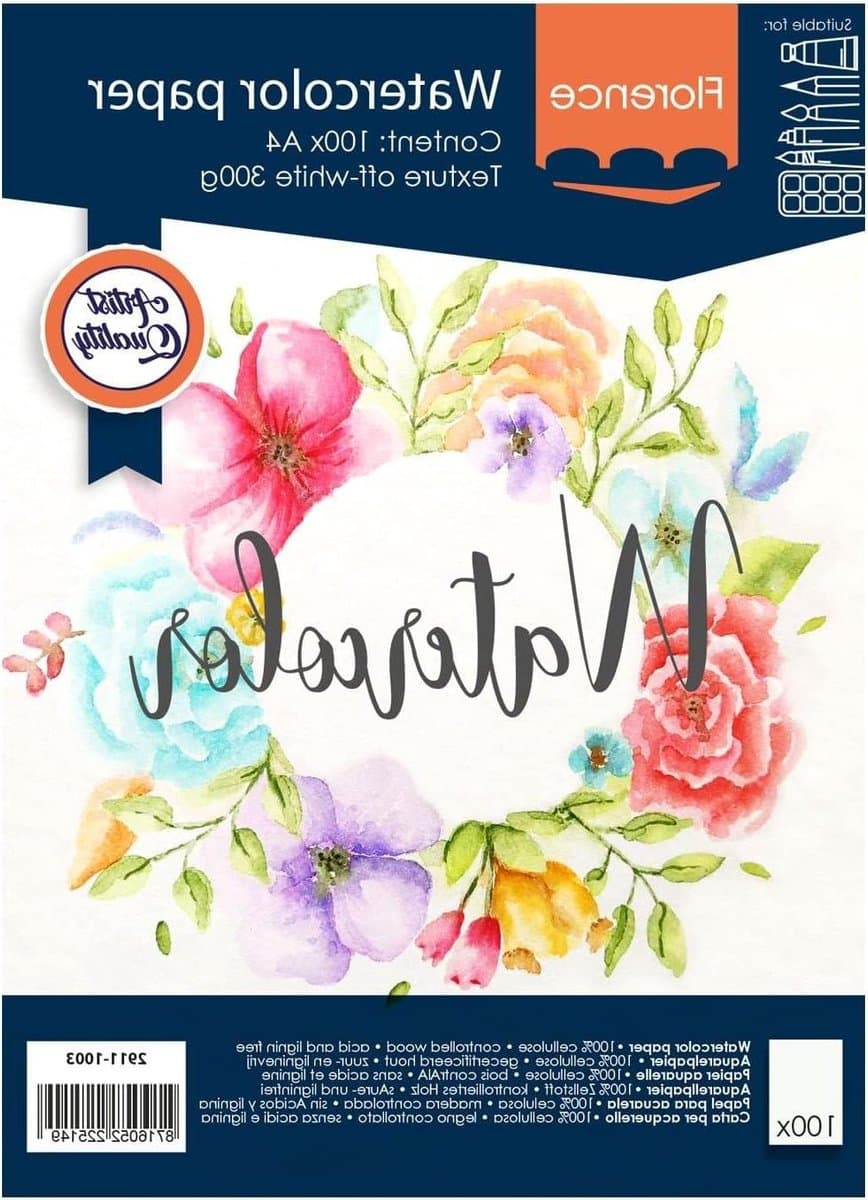 Aquarelpapier A4 - Schilderpapier Tekenpapier - Aquarelschilderen Handlettering - Gestructureerd 300 g/m² - A4 100 vellen - Ivoorwit