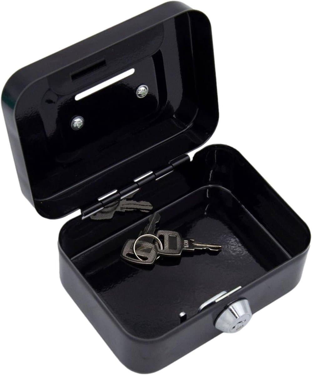 Metalen Kluis - Veilige Geldkist - Waardevolle Spullen Opslag - Inclusief Twee Sleutels - 9 x 6.2 x 6.2 cm