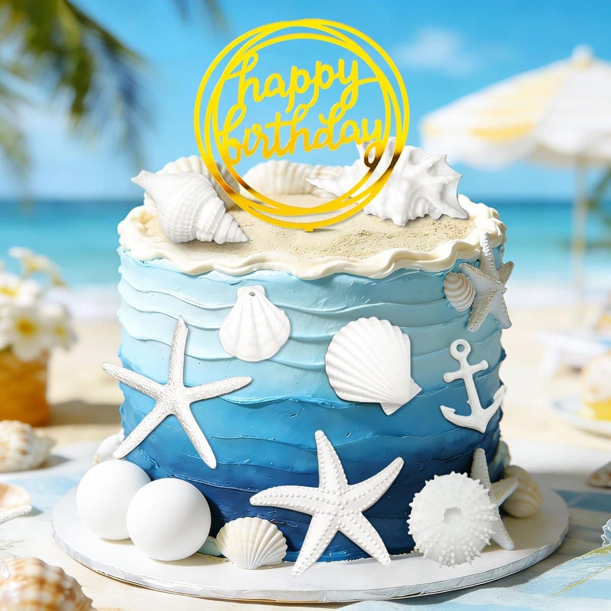 oceaan thema taartversiering decoratie zeedier taarttopper voor onderwater - ShopVlot