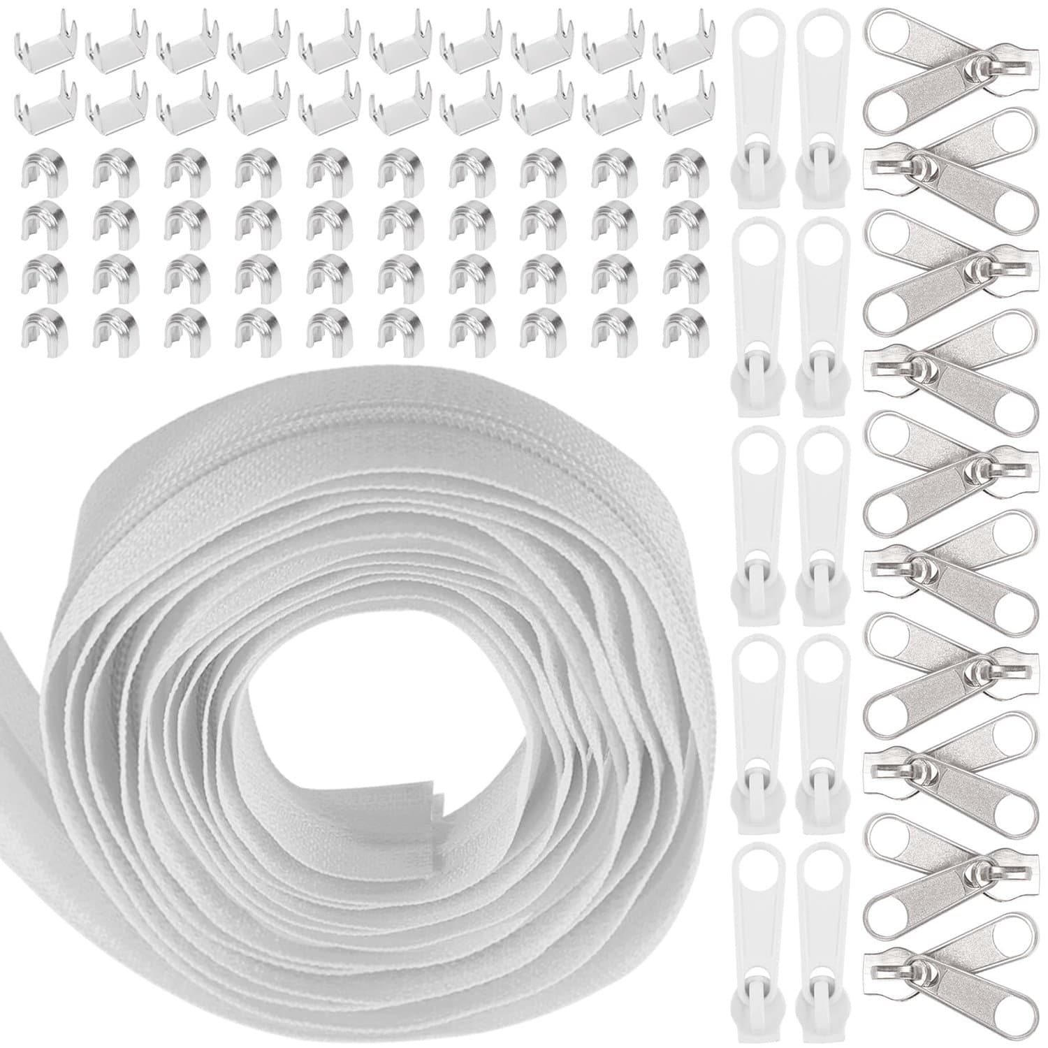 Rits tape 10 yard grijs - nylon - met 20 bijpassende rits schuifregelaars - ideaal voor naaien - ShopVlot