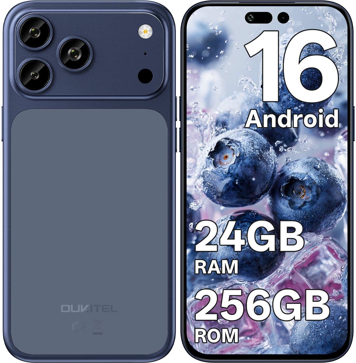 OUKITEL C17PLUS Smartphone 24GB RAM-256GB ROM-6.9 inch 120HZ HD-64MP AI Camera -5000mAh-Android16-4G